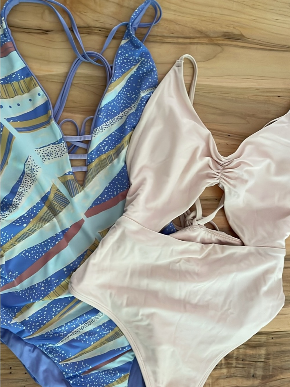 Patagonia One-Piece Swimsuits — Blue Pattern & Blush